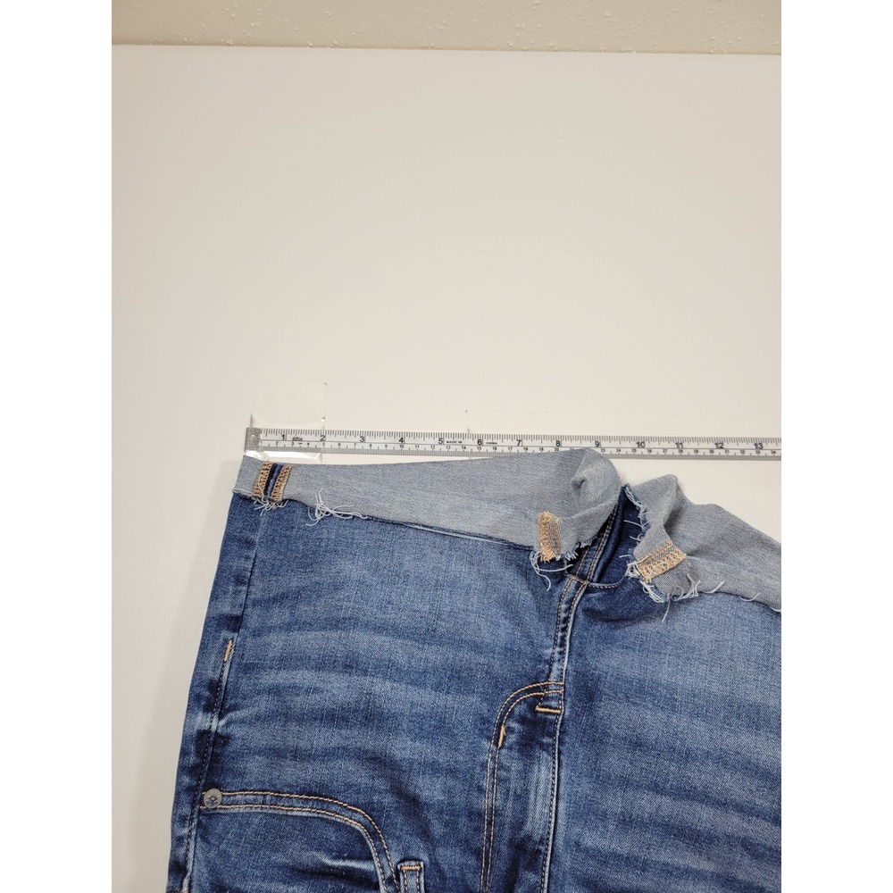 American Eagle High-Rise Shortie Women 2 Blue Excellent Denim Stretch Shorts - Picture 5 of 9